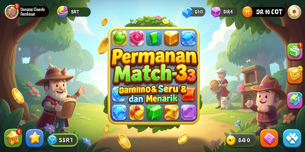 Tangkapan layar gameplay 5RT yang menunjukkan keseruan permainan Match-3.