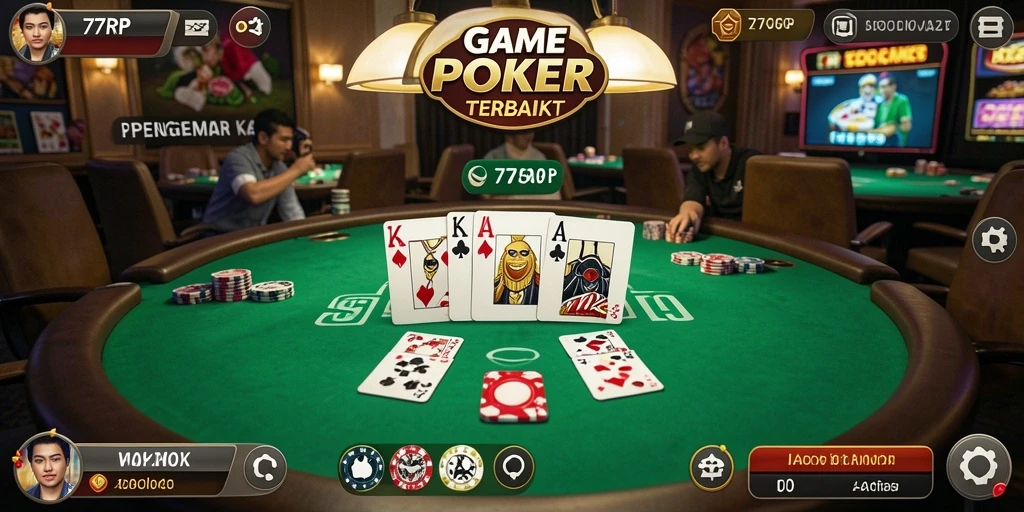 Tampilan menarik dari gameplay Poker di 77RP.