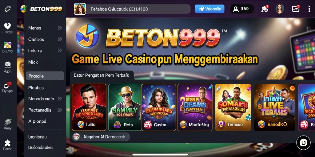 Tangkapan layar menunjukkan dealer langsung yang ramah dan suasana permainan yang seru.