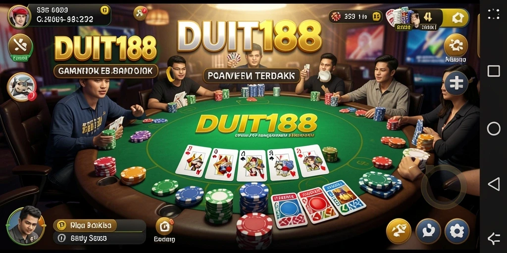 Tampilan gameplay seru dalam aplikasi poker DUIT188.