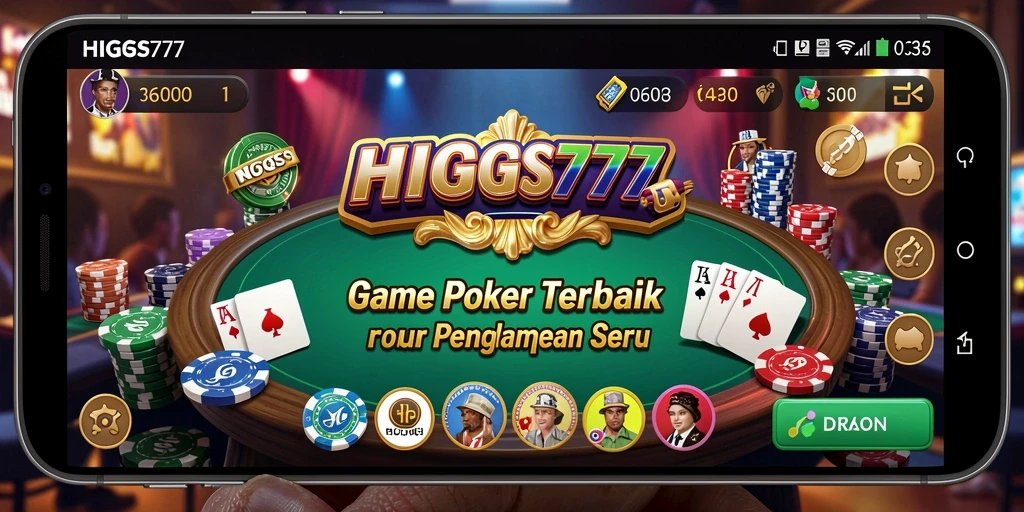 Screenshot gameplay HIGGS777 menampilkan suasana permainan poker yang mendebarkan.