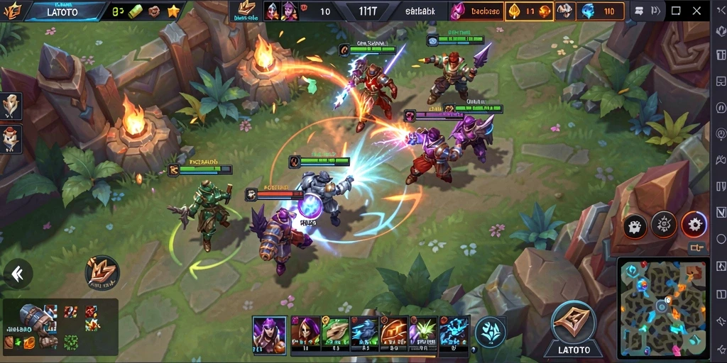 Screenshot LATOTO menampilkan aksi seru dalam pertandingan MOBA.