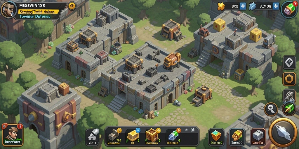 Tampilan gameplay <strong>MEGEWIN188</strong> yang penuh aksi dalam Tower Defense.