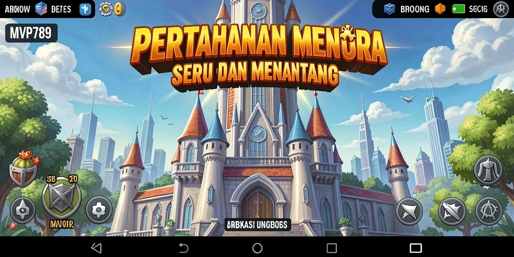 Tampilan gameplay menara pertahanan yang intens dan strategis.