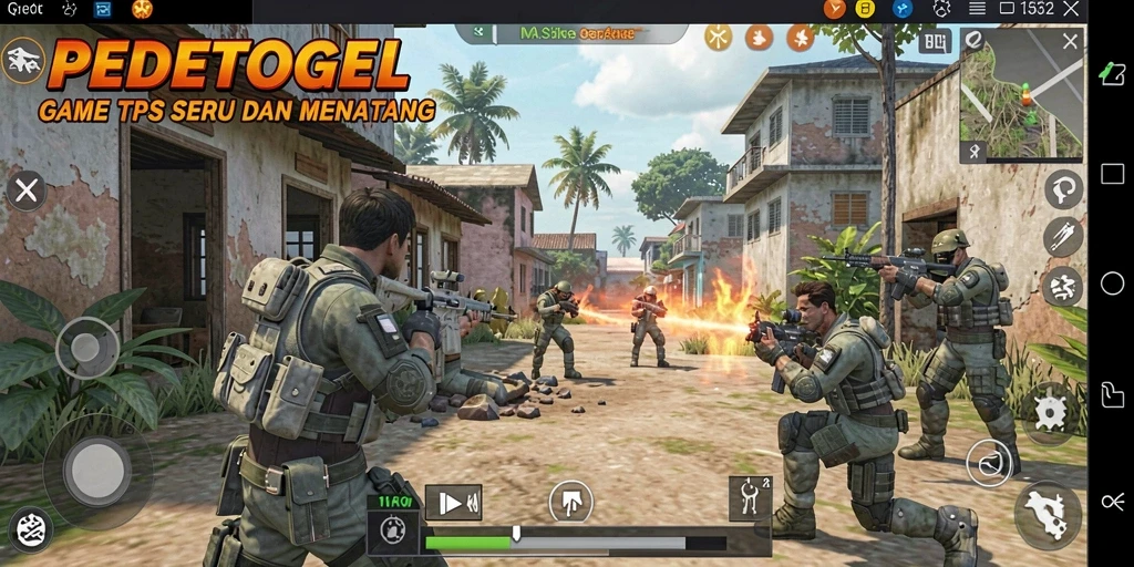Tangkapan layar gameplay menegangkan dari PEDETOGEL yang menunjukkan aksi TPS.