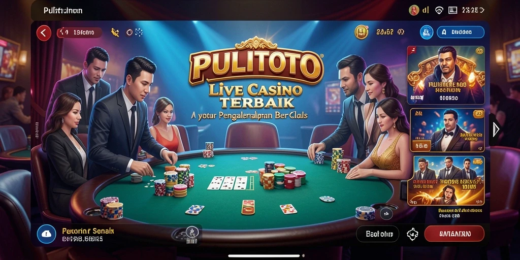 Screenshot gameplay PULITOTO menampilkan suasana kasino yang nyata dan interaktif.