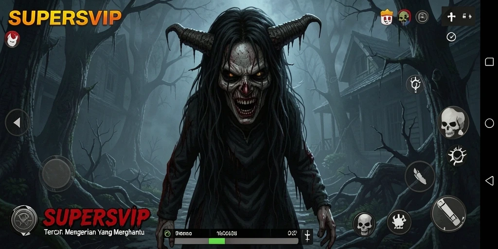 Gameplay SUPERSVIP menampilkan suasana horor yang memukau dan menegangkan.